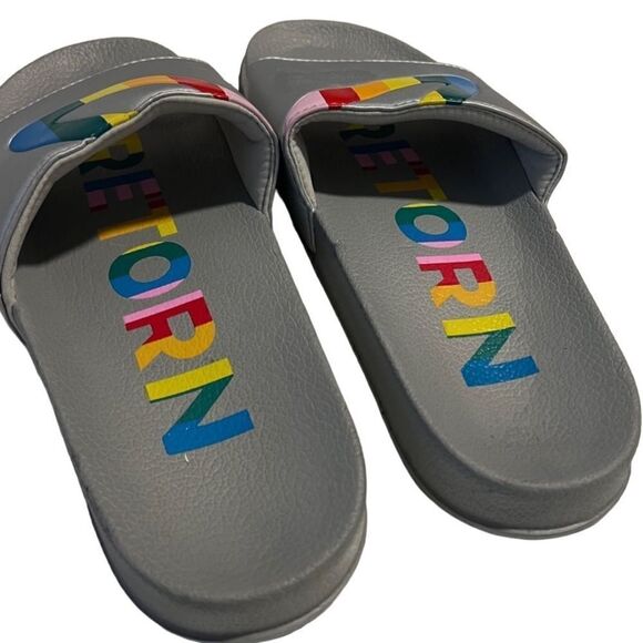 Tretorn Tragrant Multicolor Rainbow Silver Gray Slip On Sandals Slides Size 11 - Picture 6 of 9